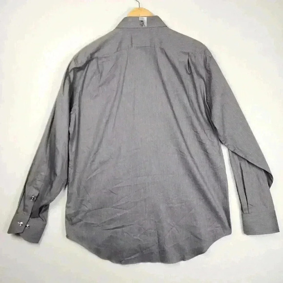Lorenzo Uomo Trim Fit Mens Gray Dress Shirt Sz 17 Button Up Spread‎ Collar NWOT - Picture 10 of 16